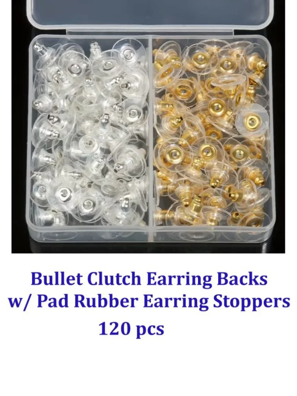 120pcs Bullet Clutch Earring Backs for Studs with Pad Rubber Earring Stoppers